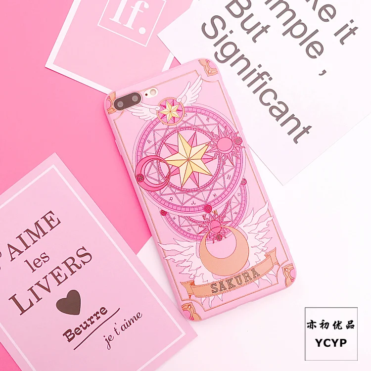 Для iphone XS Max милый Cardcaptor Sakura задний Чехол+ пленка для экрана из закаленного стекла, Девушка Мягкий чехол для iphone X XR 6 7 8plus
