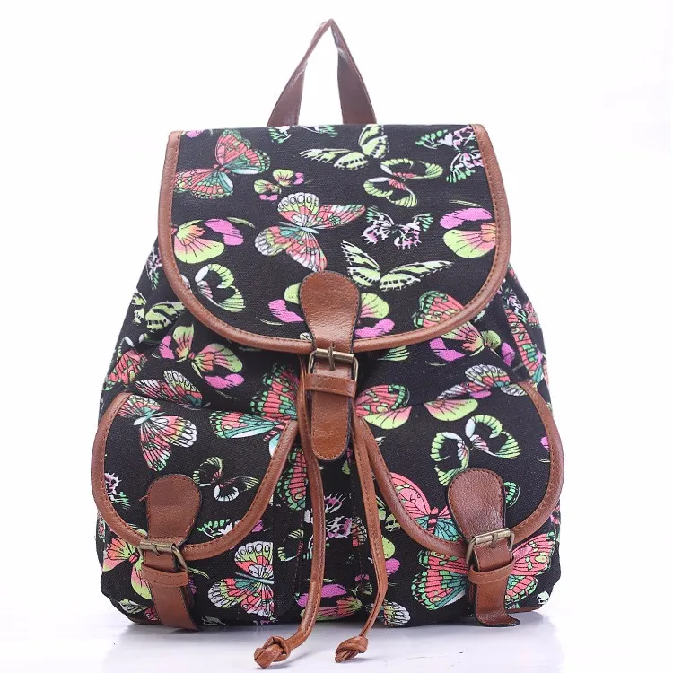 Холщовая Сумка из искусственной кожи Mochila, модный рюкзак, школьные сумки для девочек, Женский школьный рюкзак с цветочным принтом