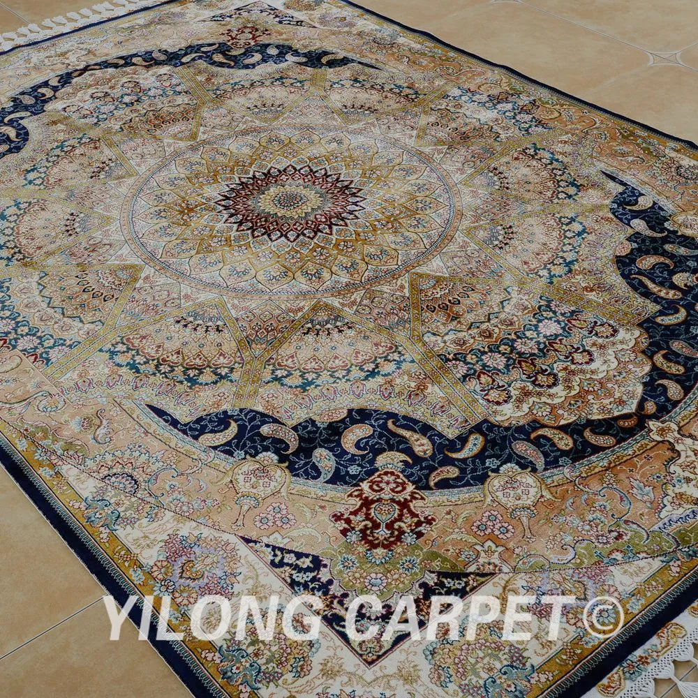 Yilong 5 6 'x 8 2' антикварные ручной работы персидские Тебриз ковры бежевый синий 100%