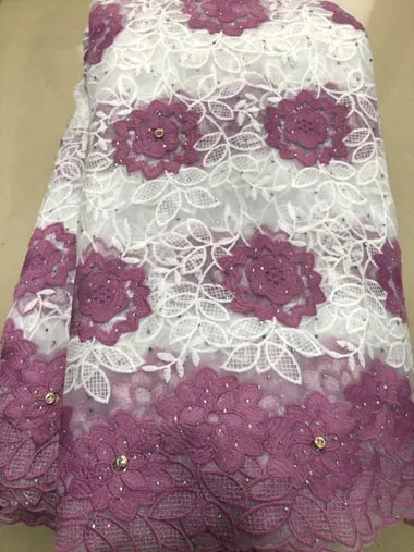 French Net Lace Fabric 2021 Latest African With Embroidery Mesh Tulle Milk Silk High quality PURPLE FLL3808. | Дом и сад