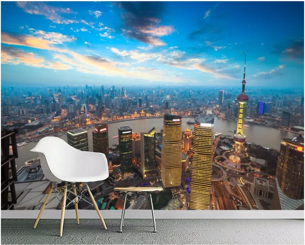 

Фотообои на заказ, 3d обои HD Hong Kong с ночным видением, 3D-обои для гостиной, 3 d