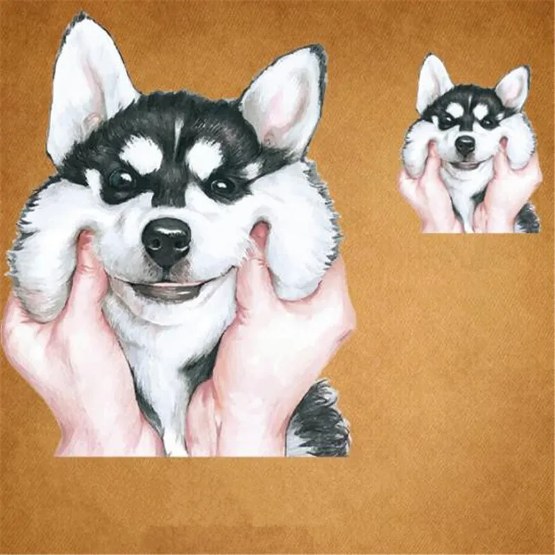 

Animal Street Icon Women Men Clothes 210mm Husky Iron on transfer Printing Patches for clothing T-shirt Patch Diy 3D Stickers