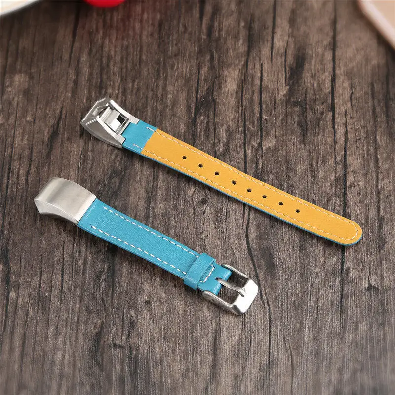 Blue Ремешок из натуральной кожи для Fitbit часы Alta ремешок мужской женский браслет красочные часы заменить Мужские t ремень - Цвет ремешка: Blue