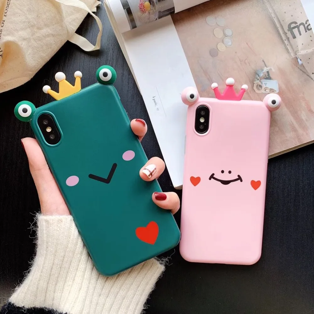 PGSD Чехол для мобильного телефона с милой короной лягушкой iphone XS XR MAX apple 7/8 Plus 6s