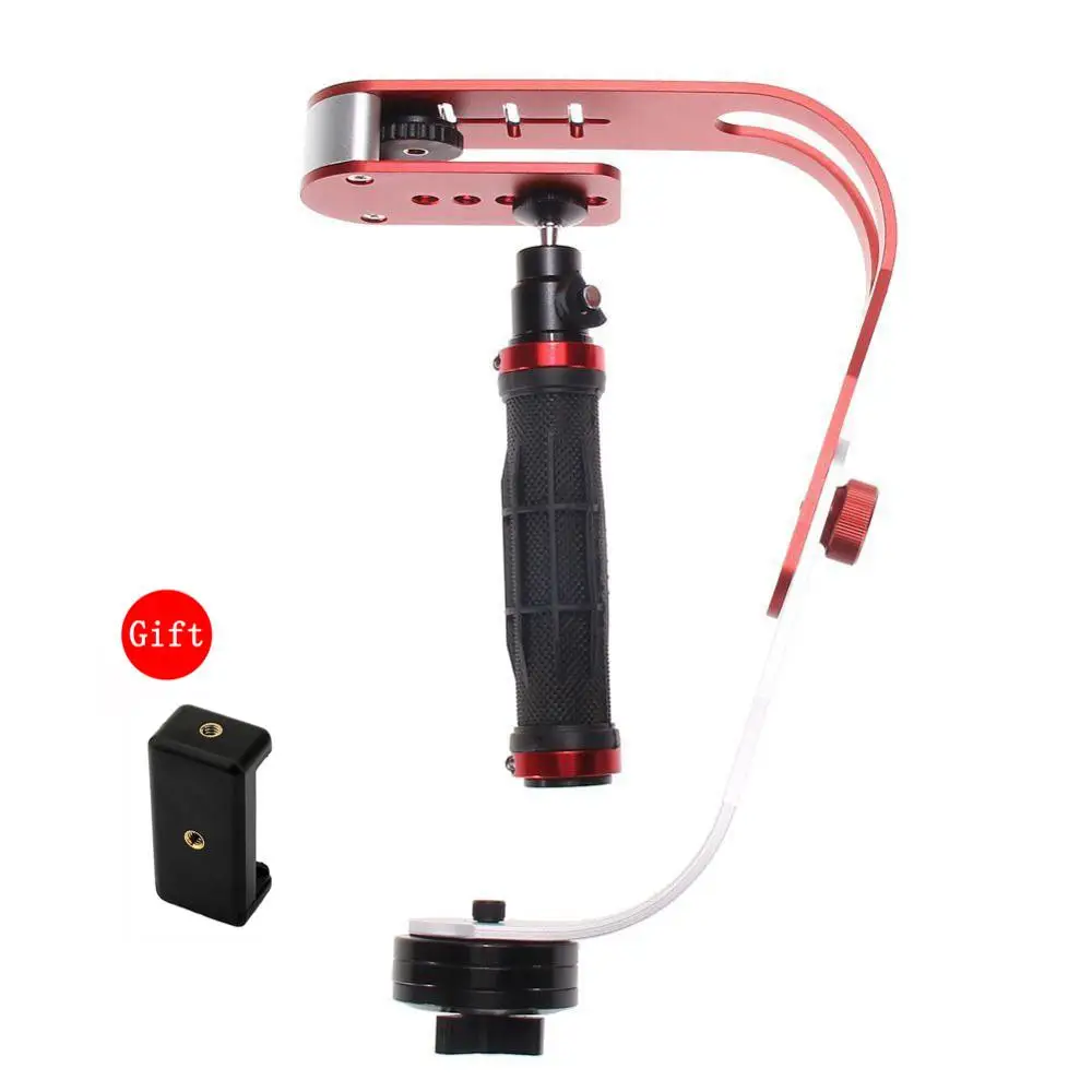Мини ручной стабилизатор видео Steadicam для цифровой камеры HDSLR DSLR видеокамера DV мобильный телефон+ перчатки - Цвет: Red