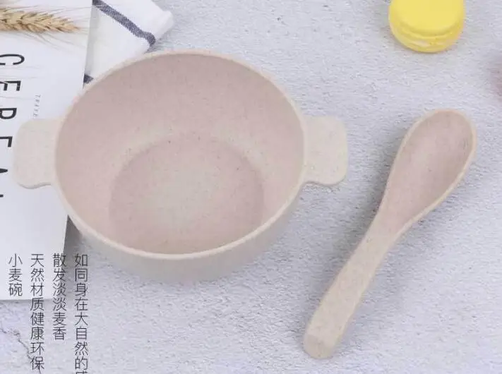 1 комплект Детская миска из пшеничной соломы тарелка с фруктами посуда ложкой