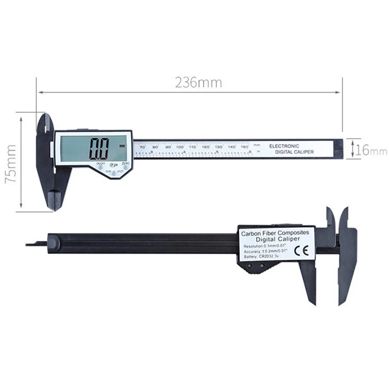 6 дюймов цифровой штангенциркуль Электронный пластиковый суппорт водостойкий IP54