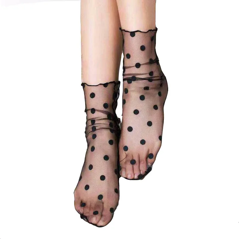 Женские кружевные носки мягкие черные свободные короткие до щиколотки 2018 |