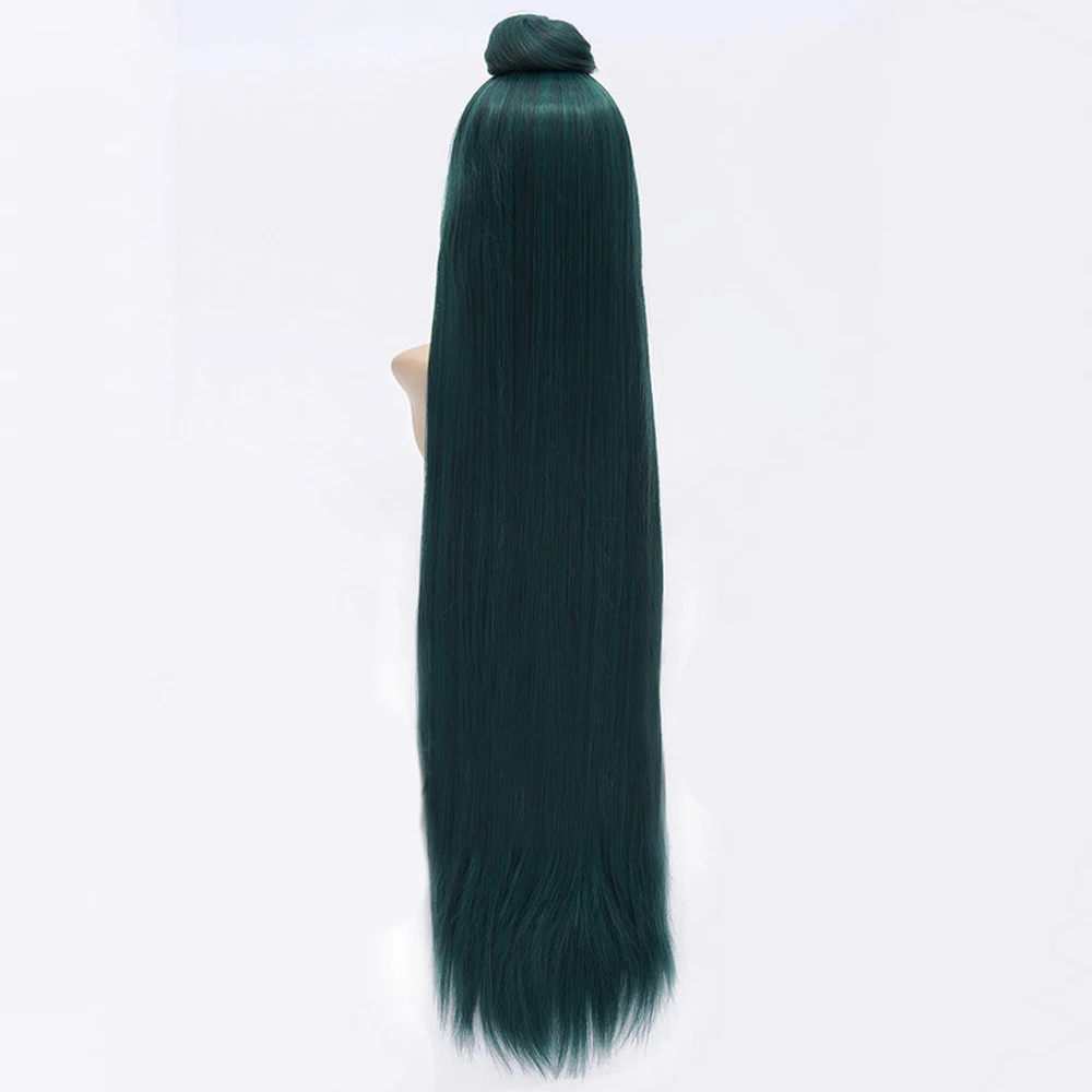 HAIRJOY темно-зеленый Сейлор Мун Сейлор Плуто Meiou Setsuna косплей парик со съемной булочкой 100 см длинные прямые синтетические волосы