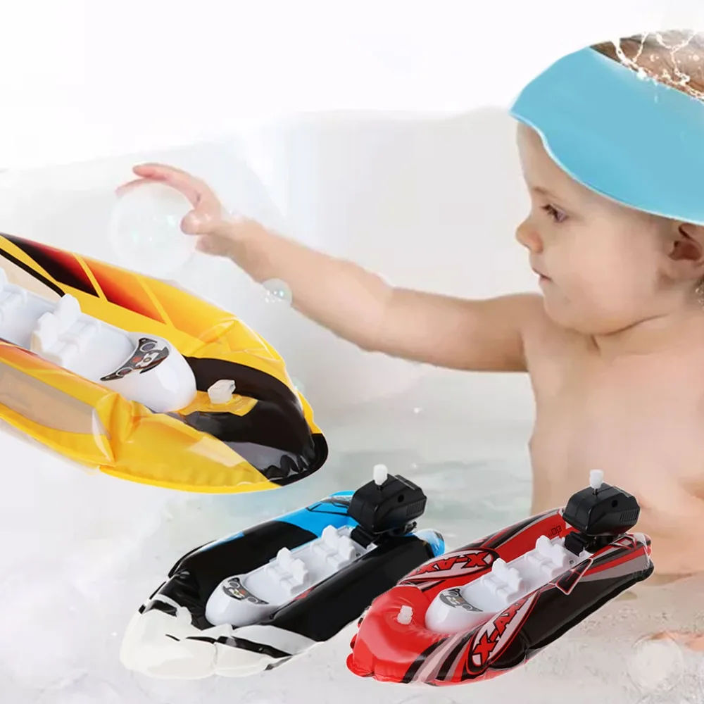 

Baby Toy Kid Clockwork Wind Up Inflatable Boat Ship Play Water Bathroom Bath Toy