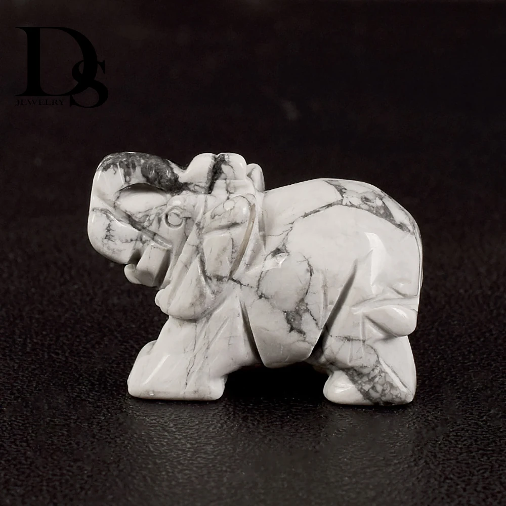 Натуральная фигурка слона Howlite резная вручную кварцевая статуя животного