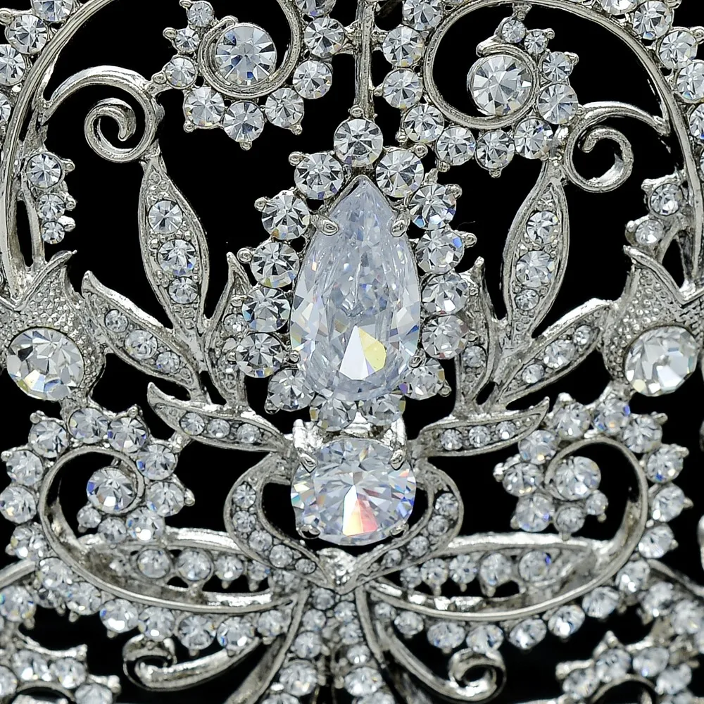 SEPjewelry Высокое качество прозрачные кристаллы горный хрусталь тиара Корона для невесты для женщин Свадебные украшения для волос аксессуары JHA8382