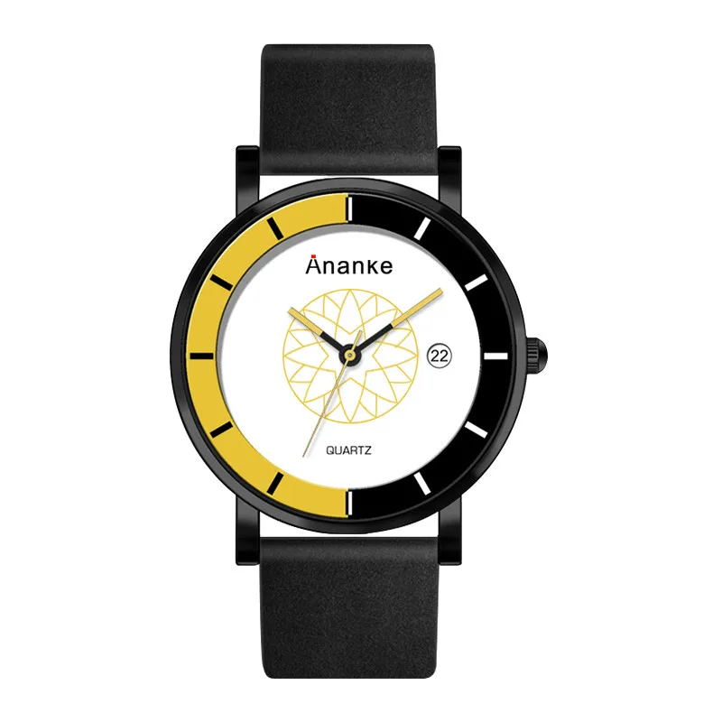Ananke модные повседневные водонепроницаемые кварцевые черные часы из натуральной