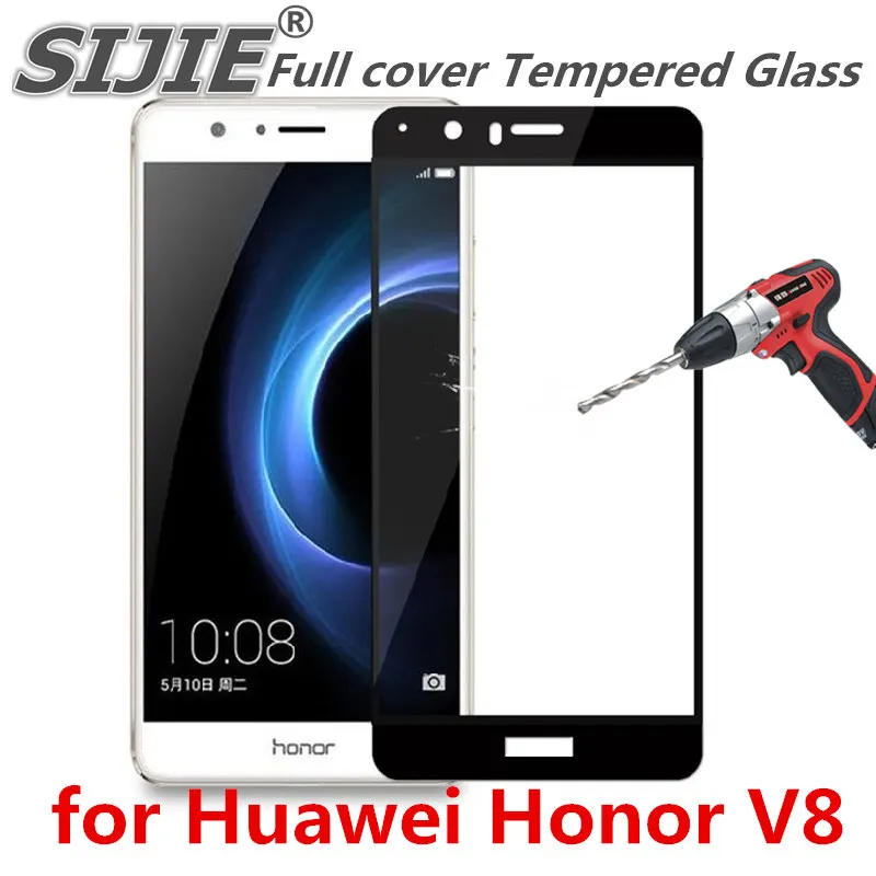 Закаленное стекло с полным покрытием для Huawei Honor V8 v 8 защита экрана золото белый