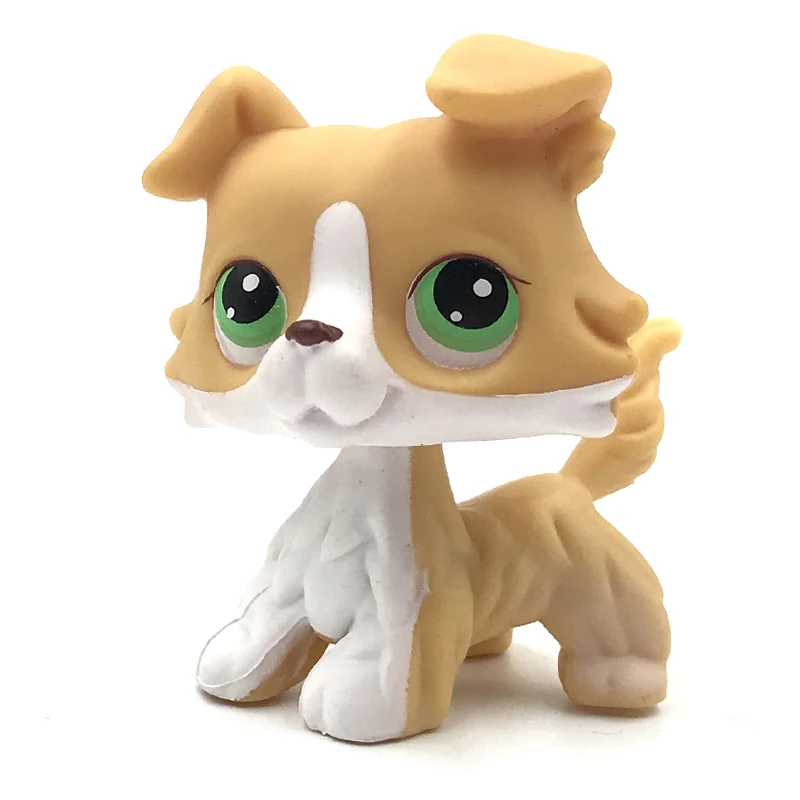 LPS CAT Littlest pet shop Bobble head toys Real anime figure toy collie #272 yellow  dog with green eyes child Holiday gifts
