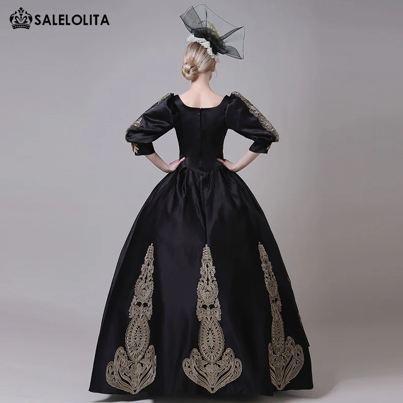 Женский бальный костюм с вышивкой 18-го века фиолетовое/черное платье в