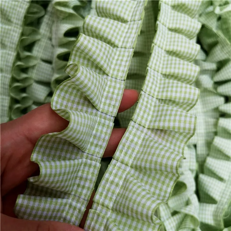 Light Green 4 см широкая клетчатая плиссированная ткань тюль кружево рюшами Лента Край отделка для воротника аппликация диван шторы Diy Швейные гипюровые принадлежности - Цвет: Light Green