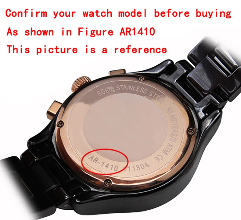 Black Shine Ceramic Strap for AR1451 Ceramic Watch with Men's 24MM Scrub Wristband Butterfly Buckle Waterproof Sports Watch Chai