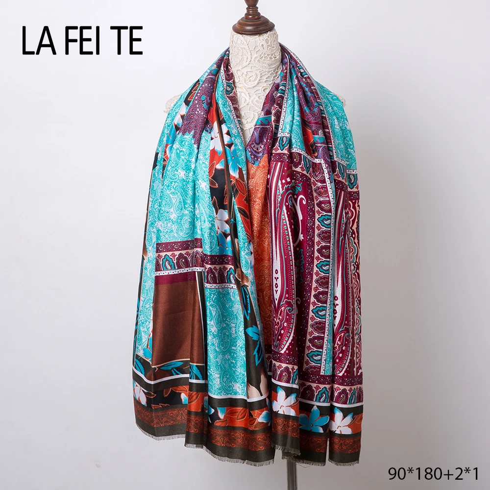 Зимние женские шарфы Шелковый Хиджаб шифоновая шаль теплые палантины платок
