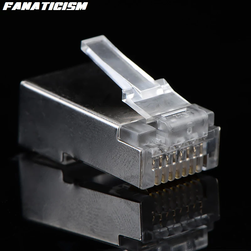 Preise 5000 Stücke Netzwerk RJ-45 CAT5 Ethernet Lan Kabel Modulare Stecker Adapter Stecker Metall Schild RJ45 8P8C CAT5E Modulare Stecker