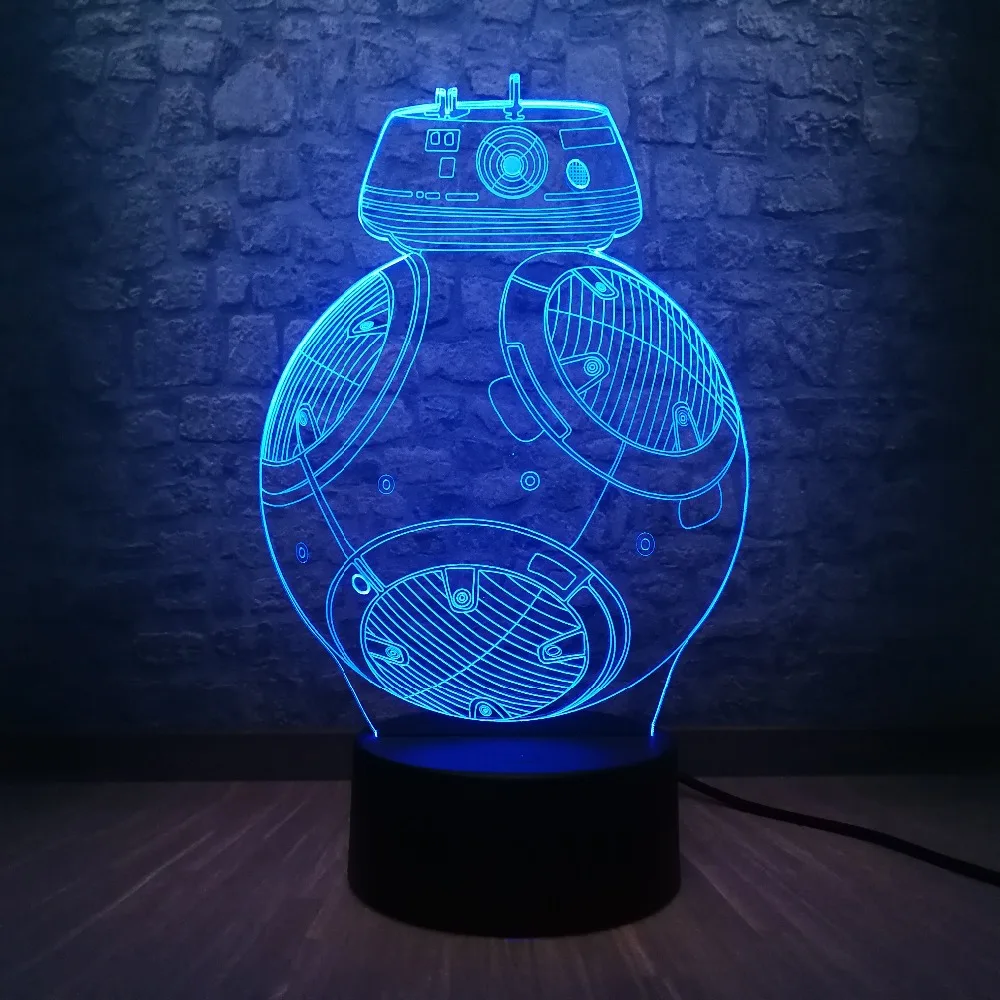 Звездные войны BB8 робот шар 3D Светодиодная лампа последнее дистанционное