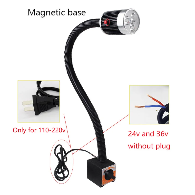 SMD Led машины Рабочий светильник 220V 3 W/5 Вт токарный станок с ЧПУ лампа длинная рука Магнитная гараж фрезерный станок настольная лампа 24V 36V Промышленный светильник Инж - Цвет: 3W Magnetic base