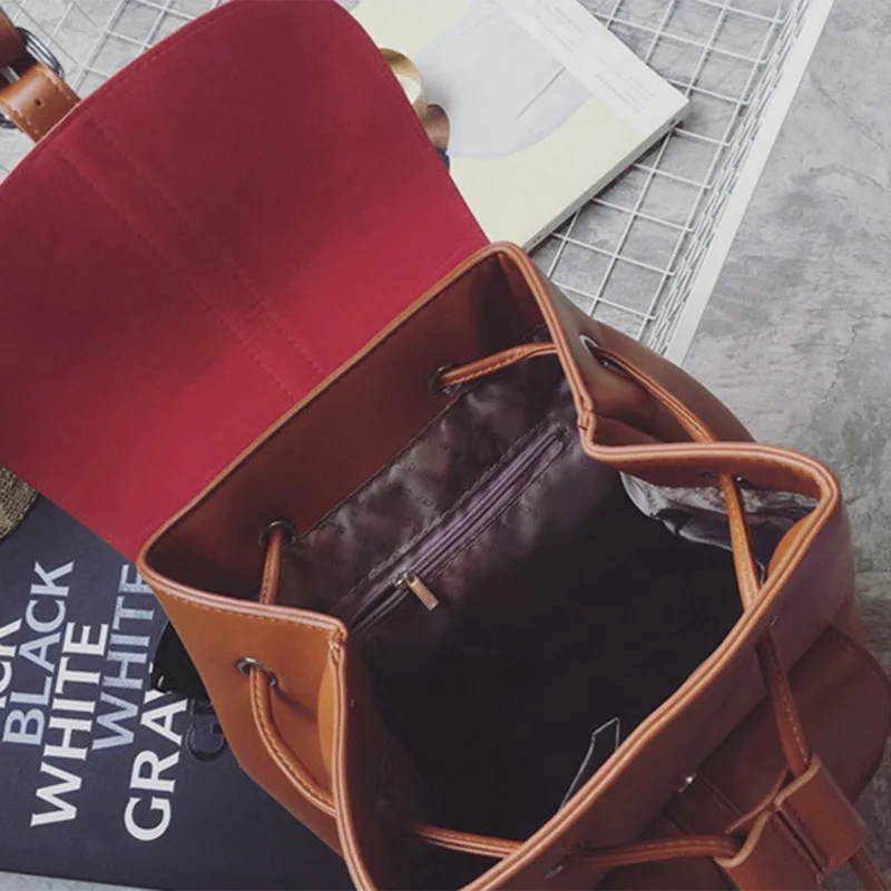 Сумки на шнурке из искусственной кожи Mochila Feminina рюкзак с несколькими отделениями