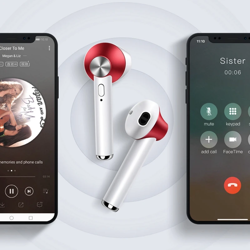 Красные TWS стерео Бас Наушники 5,0 Bluetooth наушники беспроводные наушники для женщин и мужчин спортивные наушники Handsfree для телефона гарнитуры