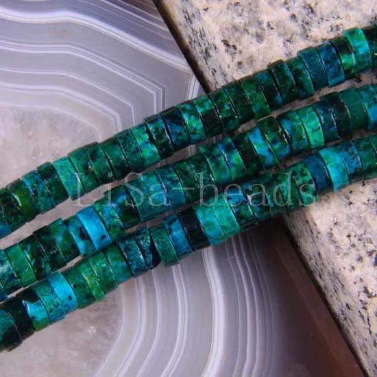 Бусины вафли 2 х6 мм синие бразильские Azurite 16 дюймов A036|bead strands|loose beadsfashion beads |