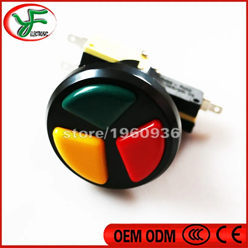 Free Shipping 3 in 1 triangle & round arcade push button with microswithes three color for gane machine parts | Спорт и