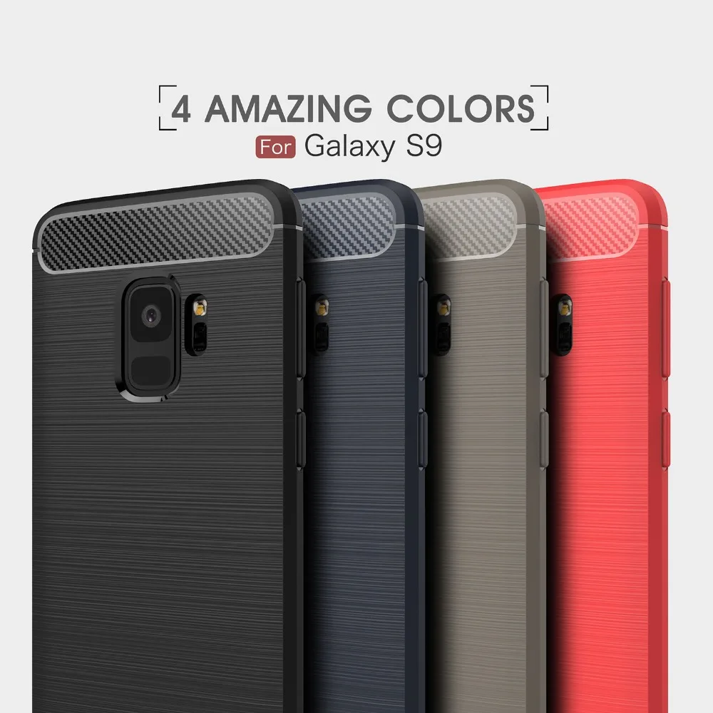 Чехол Guties для Samsung Galaxy S9 Plus из углеродного волокна Мягкий ТПУ силиконовый матовый