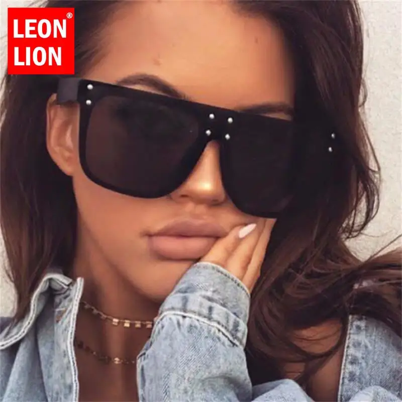 LEONLION Новые солнцезащитные очки с плоским верхом мужские Квадратные
