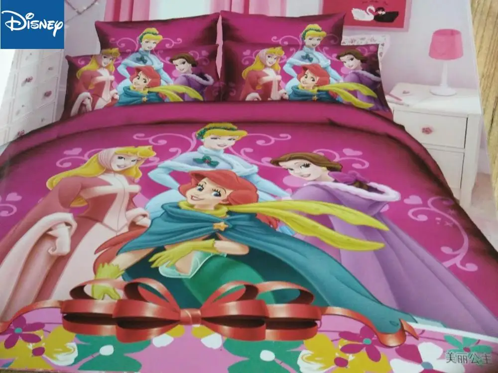 Disney bedding set for girls home decor single size quilt covers twin bedspread flat sheet 3pcs promotion blue princess discount | Дом и сад