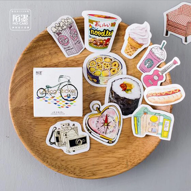 

45 Pcs/box Cute Interesting Life Item Papers Stickers Flakes Vintage Romantic Love For Diary Decoration Diy Scrapbooking Sticker