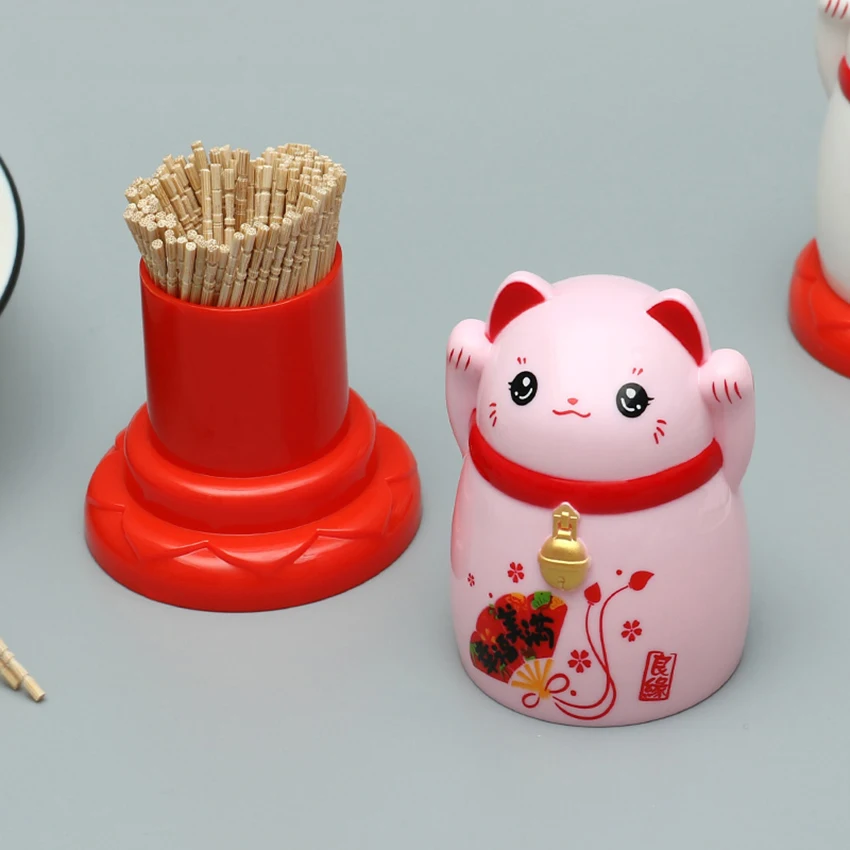 Lucky Cat контейнер для зубочисток мультфильм ABS коробка хранения креативные милые