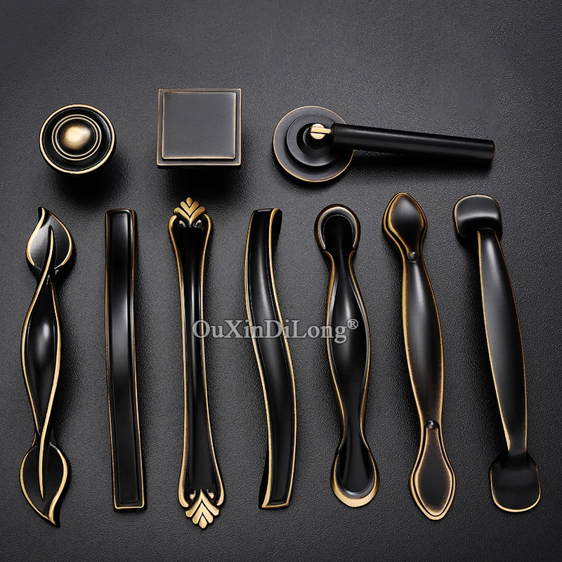 

High Quality 2PCS European Solid Brass Kitchen Cabinet Door Handles Cupboard Wardrobe Drawer Cabinet Pulls Handles and Knobs