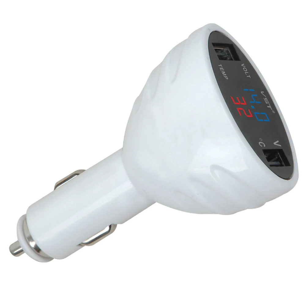 

Монитор температуры напряжения 3 в 1 Цифровой вольтметр-Термометр 12 24 в прикуриватель USB Автомобильное зарядное устройство
