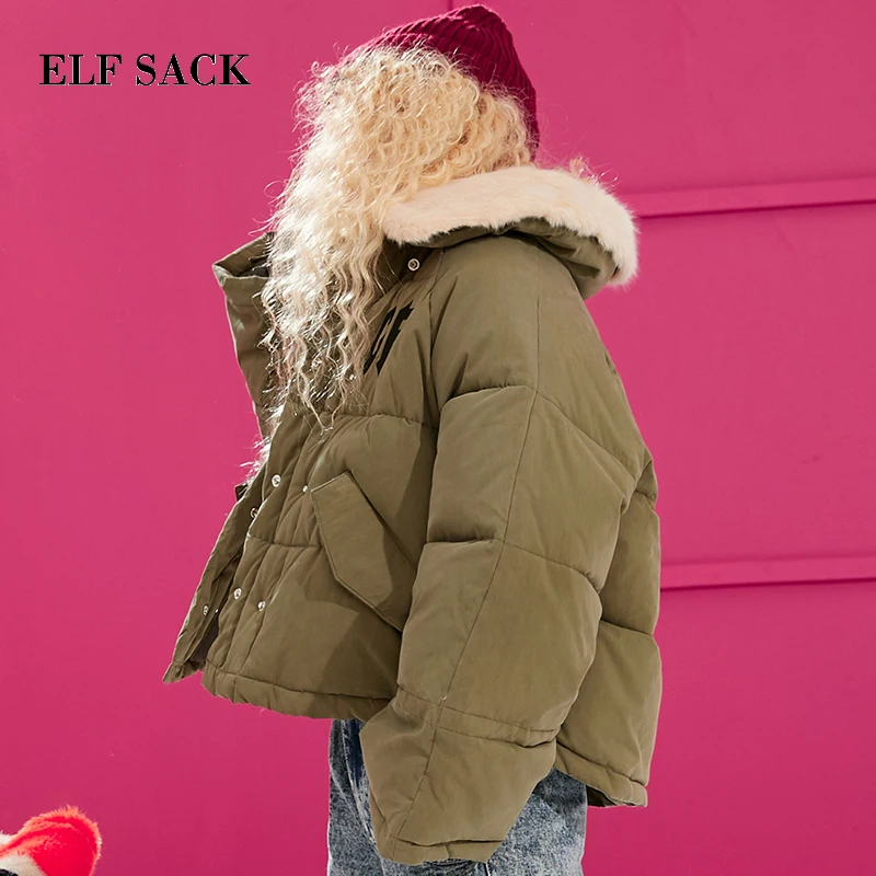 ELFSACK New Woman Coat Casual Letter Zipper Patchwork Women Jackets Streetwear Femme Padded For Winter Wearing | Женская одежда