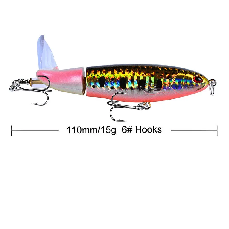 1 шт. новое качество 10 см 15 г Whopper Plopper Topwater плавающая приманка для рыбалки искусственная жесткая Поппер приманка мягкий вращающийся хвост 8 цветов