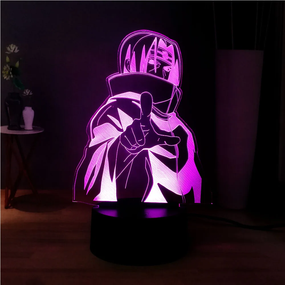 Новинка 3D акриловый светодиодный светильник Uchiha Sasuke DEC 7 цветов меняющий иллюзию