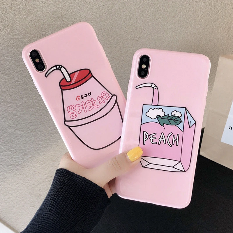 GYKZ мультфильм фрукты персиковые напитки телефонные чехлы для iPhone XS MAX XR X 7 8 6 6s Plus