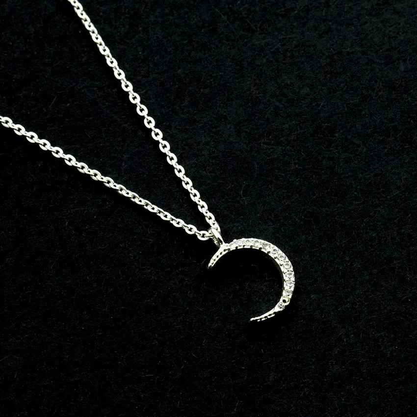 Simple Crescent Moon Necklace Gold Stainless Steel Chain Crystal Pendant Necklaces for Women Gifts New Fashion Jewelry Collier | Украшения