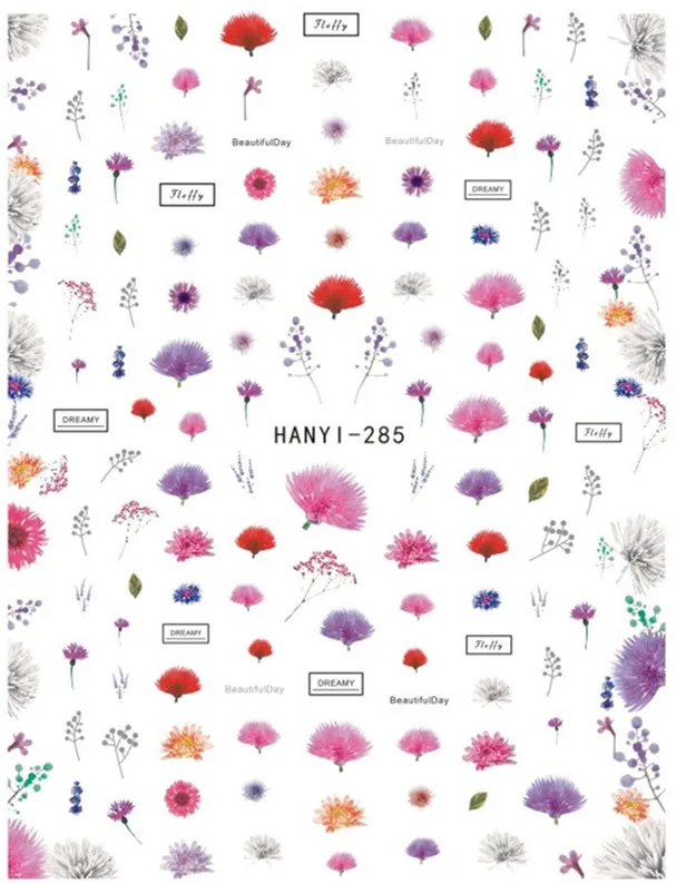 hanyi-285 Новейшие 3d наклейки для дизайна ногтей, hanyi-263-264 Переводные картинки, инструменты для украшения ногтей - Цвет: hanyi-285