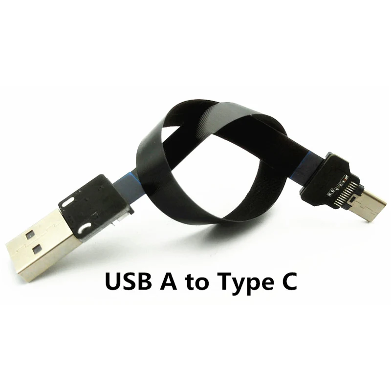 Тонкий Ультра USB кабель 5/10/15/20/30 см прямой стандартный плоский типа A Type C для видео