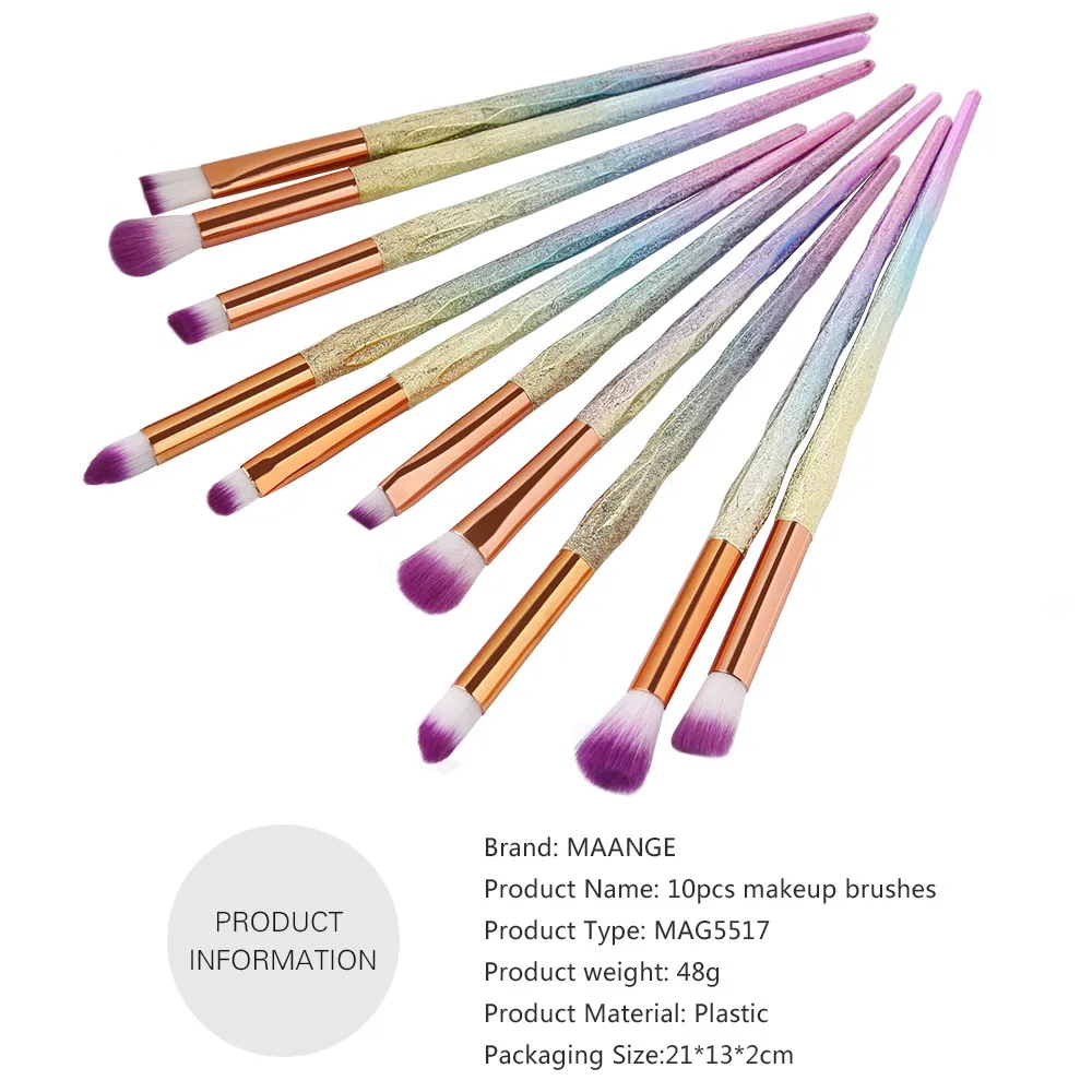 2019 MAANGE 10 шт. набор кистей для макияжа Русалка основа контур теней век глаз губ