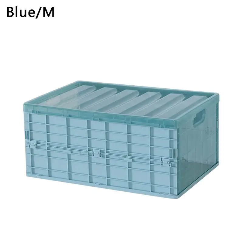 M Blue Складной пластиковый ящик для хранения планшета, Штабелируемый ящик для хранения для дома, гаража, склада, Настольный ящик для хранения, органайзер для автомобильного нижнего белья - Цвет: M Blue