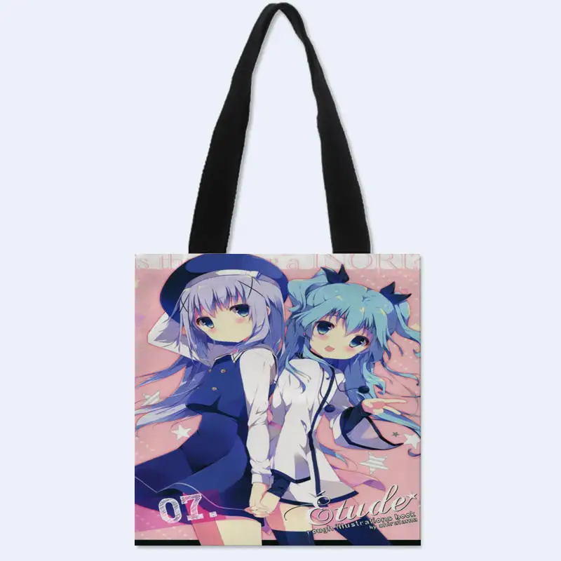 HEARMNY пользовательский Gochuumon wa Usagi Desu ka Сумка тоут двухсторонняя льняная