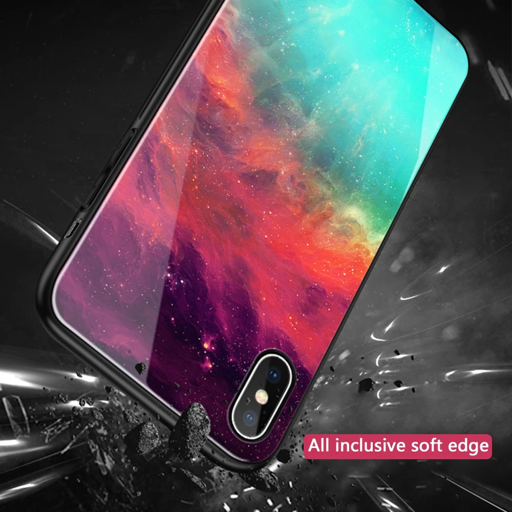 Heyytle чехол из закаленного стекла для iPhone 8 7 Plus 6 s Космический Чехол с мягкими