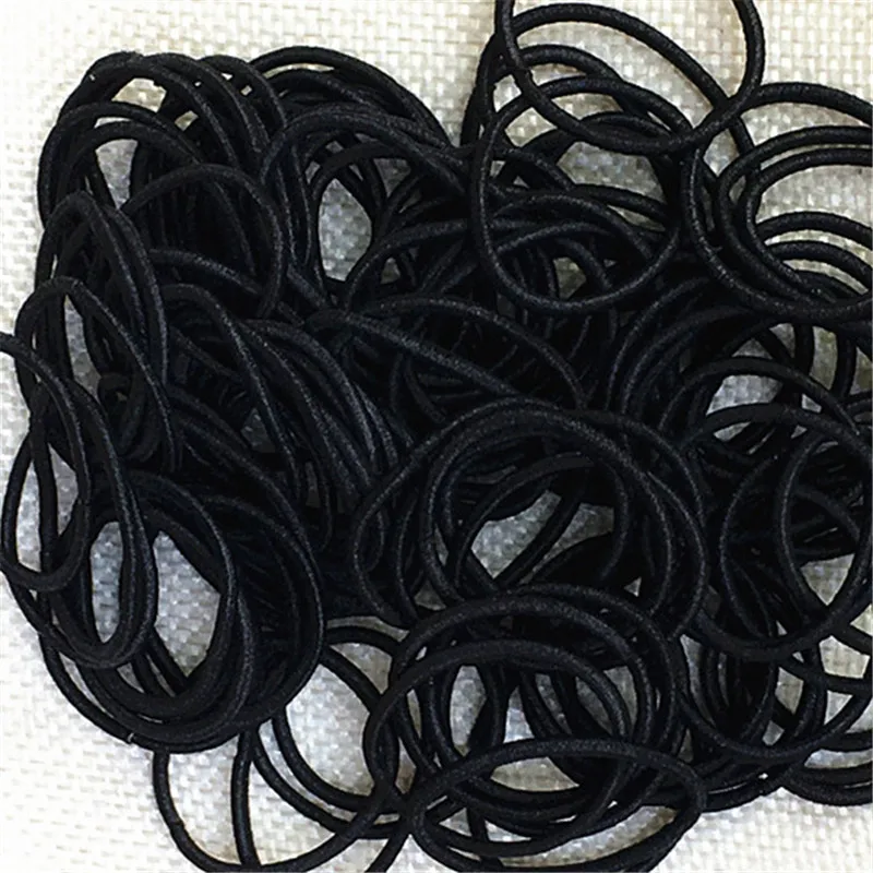 100pcs black 1pagCute Girl Ponytail держатель для волос аксессуары для волос тонкая эластичная резинка для детей цветные резинки для волос аксессуары для волос - Цвет: 100pcs black
