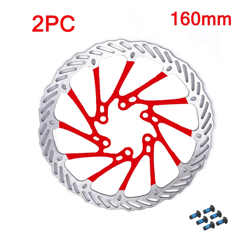 2pc Red 160mm 160/180 мм, тормозной диск для горного велосипеда, MTB, велосипедный диск из нержавеющей стали, тормозной диск, ротор, 6 болтов, подходит для Shimano Sram - Цвет: 2pc Red 160mm